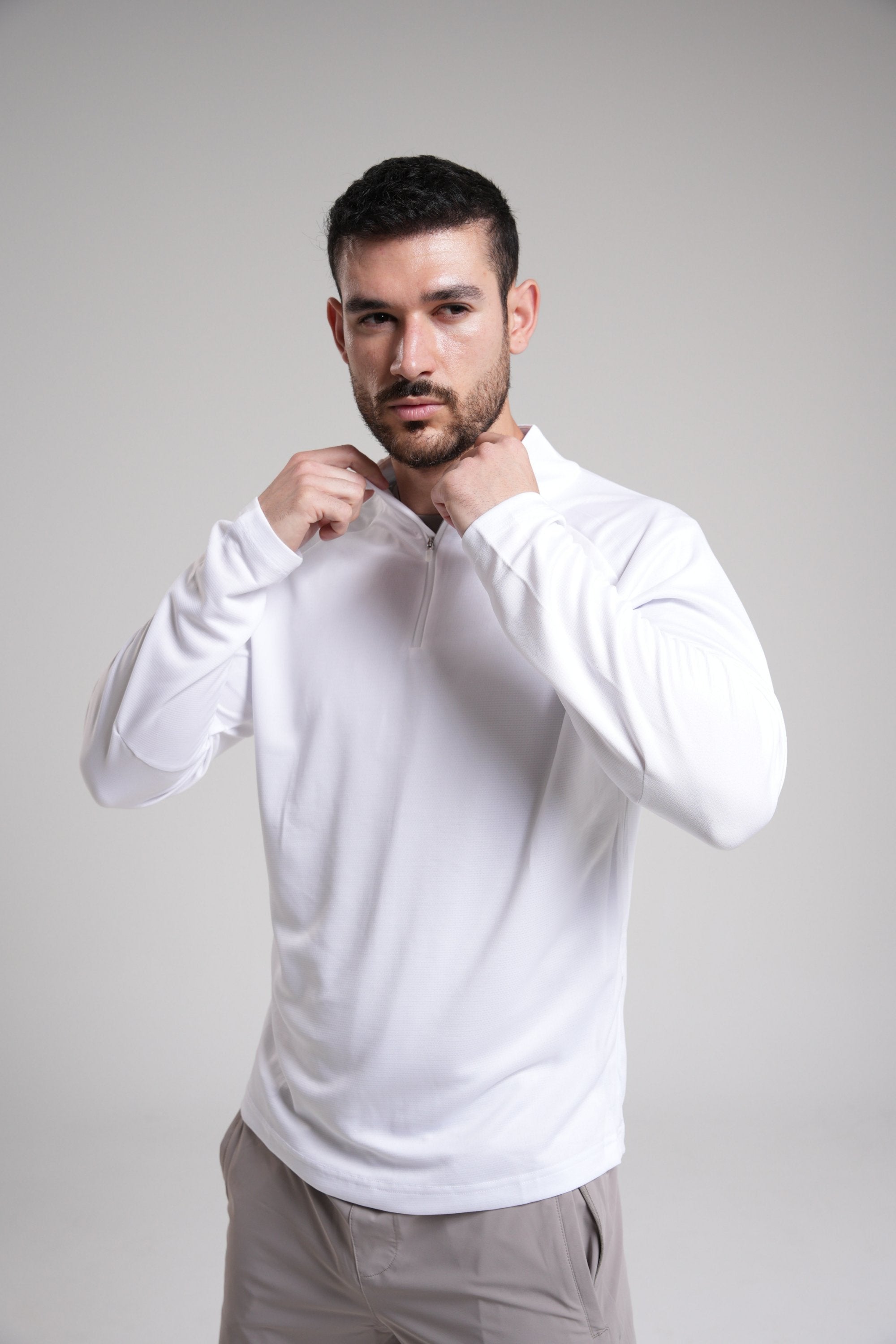 Men's Quarter Zip - White