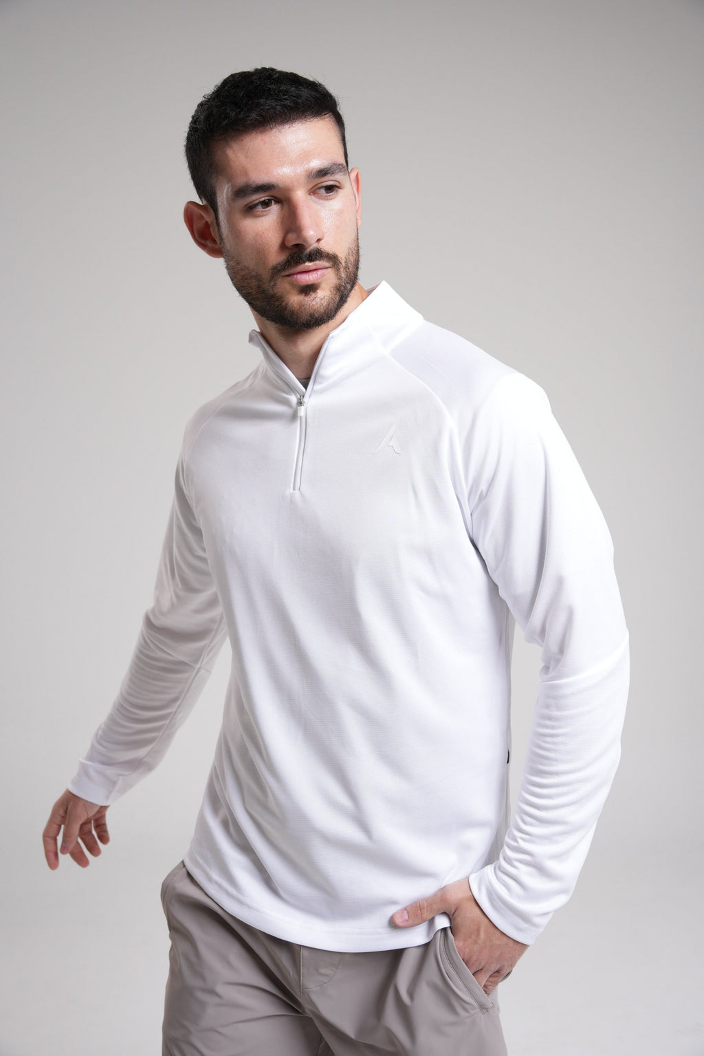 Men's Quarter Zip - White